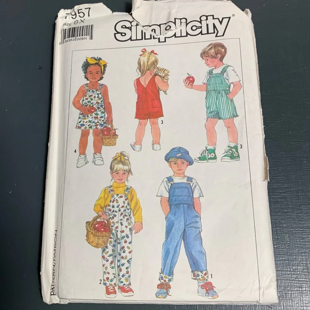 Simplicity Vintage Sewing Pattern from the 90s Kids Overalls Shorts Jump…